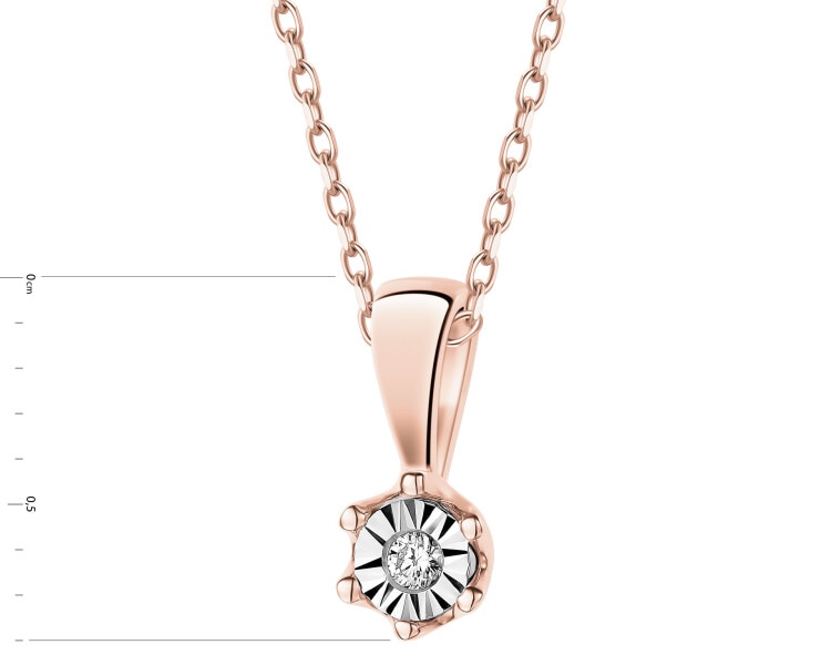 Zawieszka z różowego  i białego złota z brylantem - 0,01 ct - próba 375