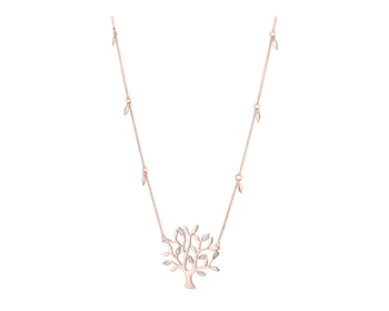 9 K Rhodium Plated Rose Gold Necklace with Diamonds - 0,01 ct - fineness 9 K