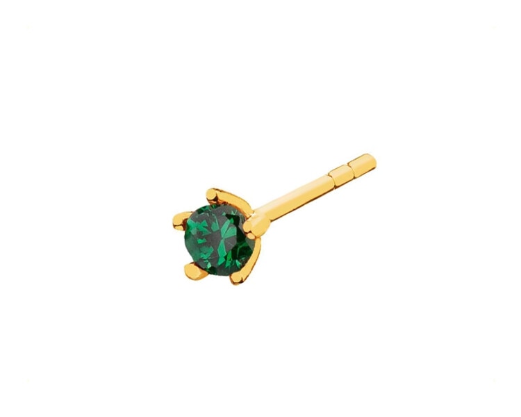 Yellow gold earring with synthetic emerald