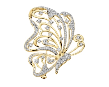 Zlatá brož - přívěsek s brilianty - motýl - 1,30 ct - ryzost 750