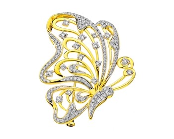 Zlatá brož - přívěsek s brilianty - motýl 1,30 ct - ryzost 750