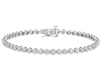 14 K Rhodium-Plated White Gold Tennis Bracelet with Diamonds - 2,50 ct - fineness 14 K