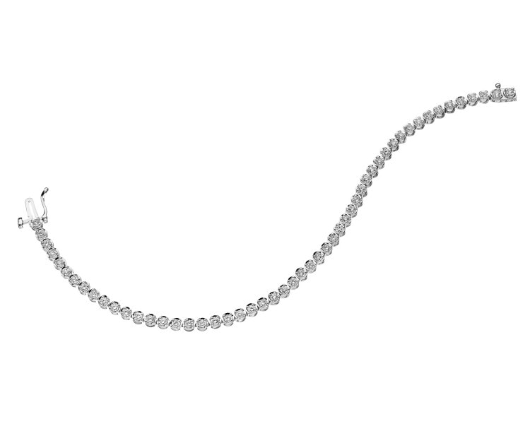 Bransoletka z białego złota z brylantami - 19 cm - 2,50 ct - próba 585