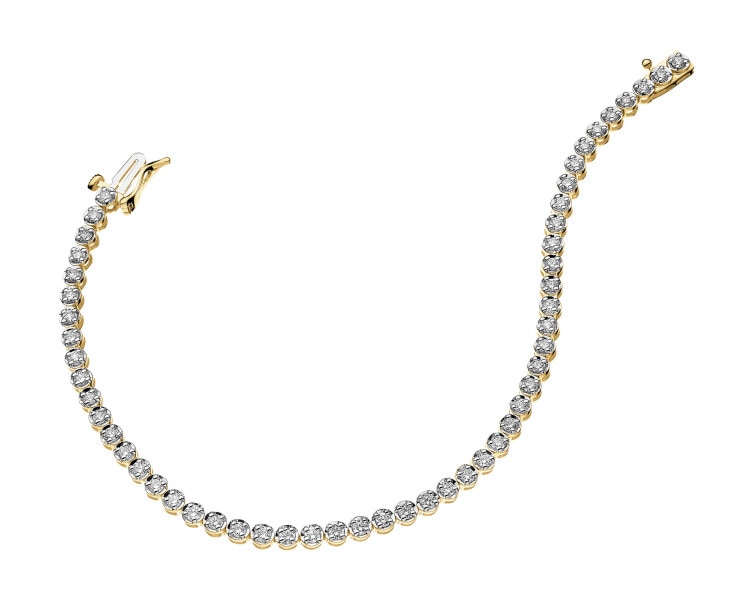 14 K Rhodium-Plated Yellow Gold Tennis Bracelet with Diamonds - 2,00 ct - fineness 14 K