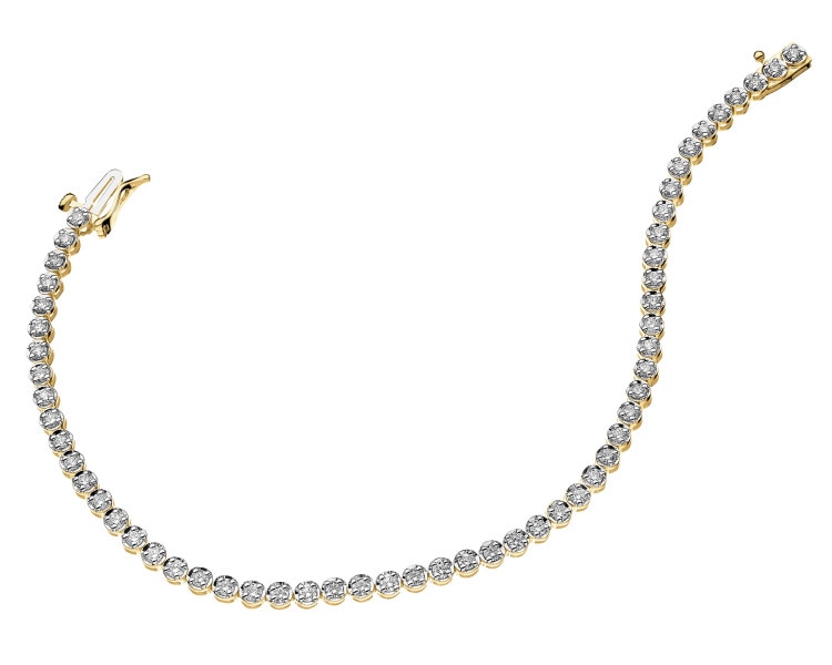 14 K Rhodium-Plated Yellow Gold Tennis Bracelet with Diamonds - 2,00 ct - fineness 14 K