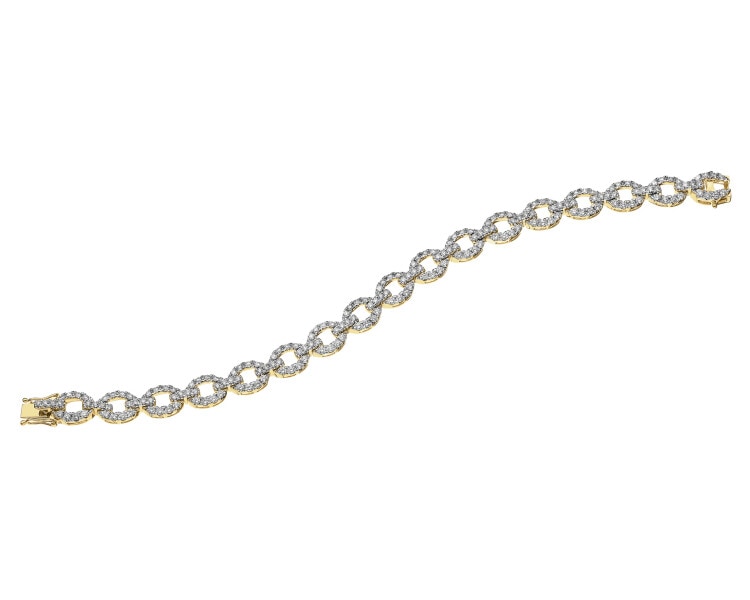14 K Rhodium-Plated Yellow Gold Bracelet with Diamonds - 4,82 ct - fineness 14 K