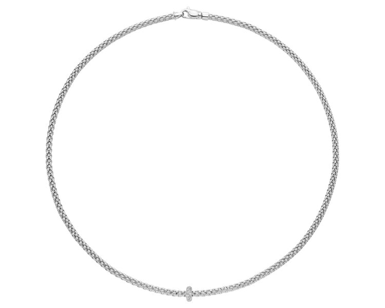 Naszyjnik FOPE z białego złota z brylantami - 0,18 ct - próba 750
