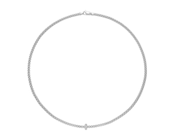 Naszyjnik FOPE z białego złota z brylantami - 0,18 ct - próba 750