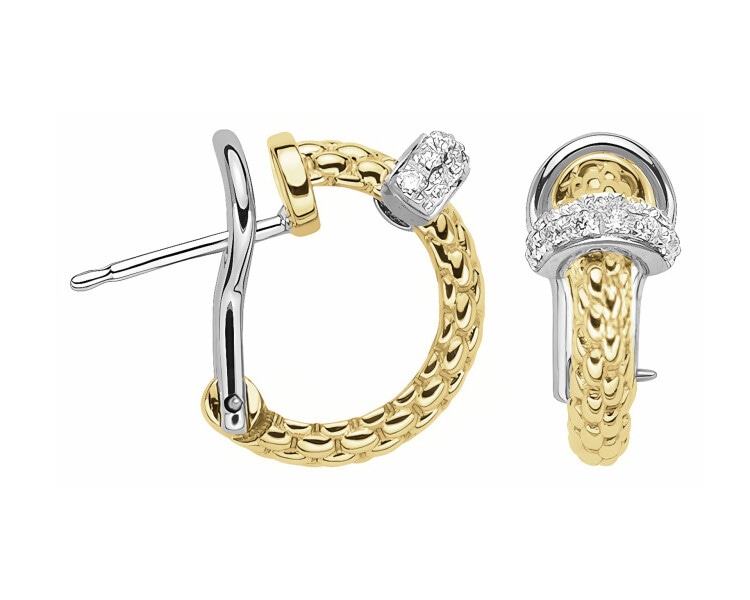 Kolczyki FOPE z żółtego i białego złota z brylantami - 0,18 ct - próba 750