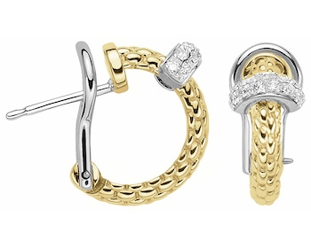 Kolczyki FOPE z żółtego i białego złota z brylantami - 0,18 ct - próba 750