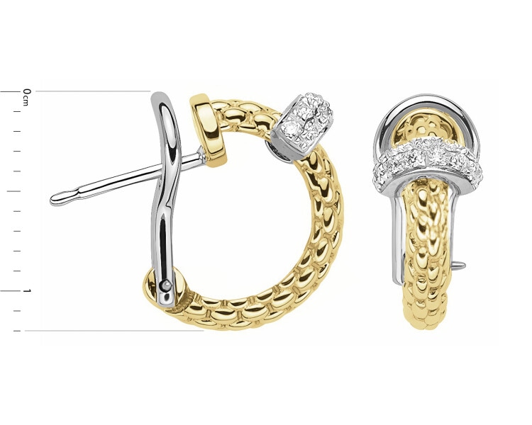 Kolczyki FOPE z żółtego i białego złota z brylantami - 0,18 ct - próba 750