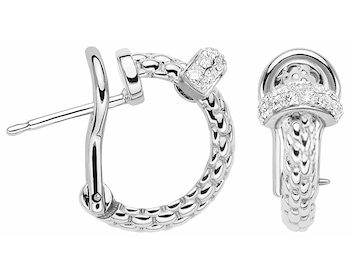 Kolczyki FOPE z białego złota z brylantami - 0,18 ct - próba 750