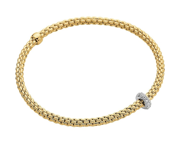 Bransoletka FOPE FLEX'IT z żółtego i białego złota z brylantami - 0,18 ct - próba 750