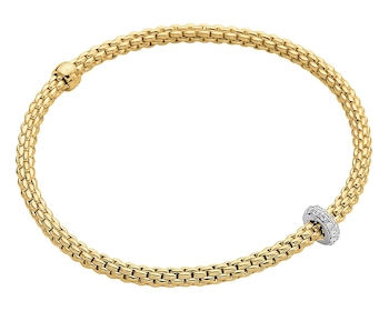 Bransoletka FOPE FLEX'IT z żółtego i białego złota z brylantami - 0,18 ct - próba 750