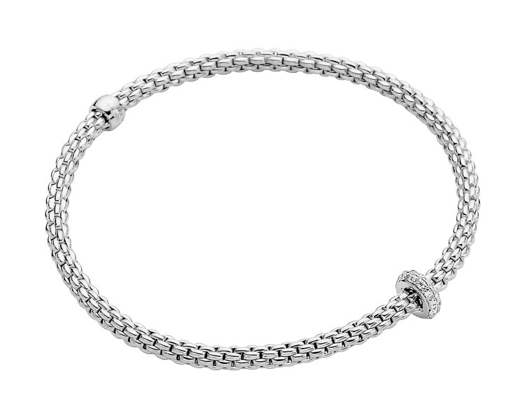 Bransoletka FOPE FLEX'IT z białego złota z brylantami - 0,18 ct - próba 750