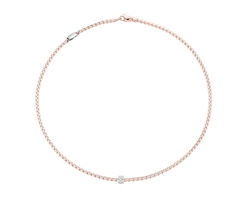 750 Pink Gold And Rhodium-Plated White Gold Necklace with Diamonds - 0,19 ct - fineness 750
