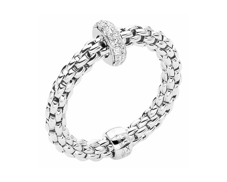 18 K Rhodium-Plated White Gold Ring with Diamonds - 0,18 ct - fineness 18 K