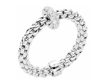 18 K Rhodium-Plated White Gold Ring with Diamonds - 0,18 ct - fineness 18 K