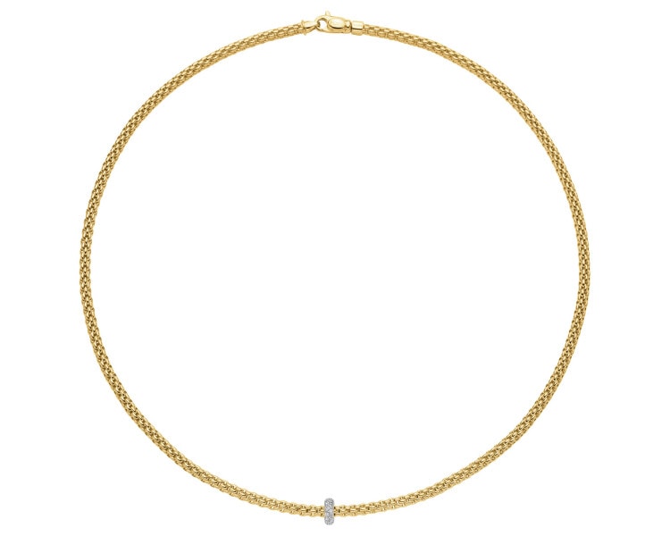 Naszyjnik FOPE z żółtego i białego złota z brylantami - 0,18 ct - próba 750