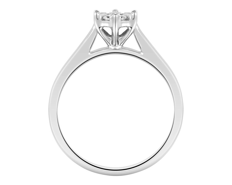 14 K Rhodium-Plated White Gold Ring with Diamonds - 0,17 ct - fineness 14 K