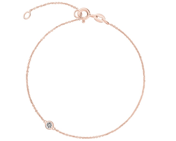 Bransoletka z różowego i białego złota z diamentem - 0,007 ct - próba 375