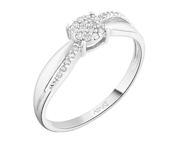 9 K Rhodium-Plated White Gold Ring with Diamonds - 0,08 ct - fineness 9 K