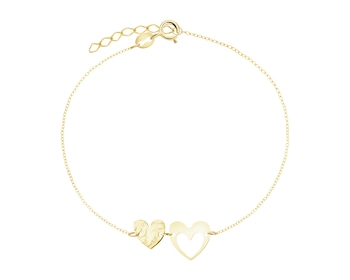 Złota bransoletka, ankier - serca
