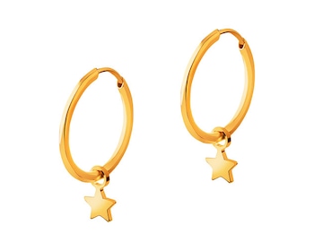 Złote kolczyki - gwiazdy, koła 14 mm