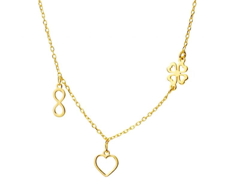 Pozlacený stříbrný náhrdelník - srdce, nekonečno, čtyřlístek