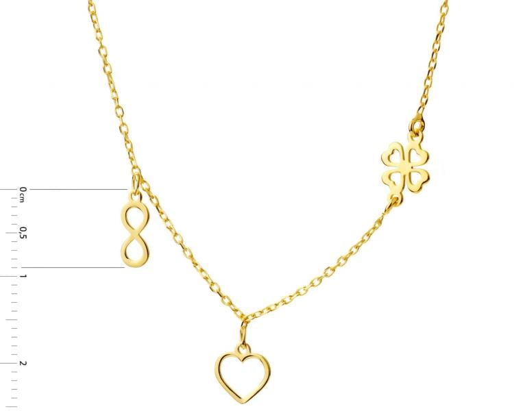 Pozlacený stříbrný náhrdelník - srdce, nekonečno, čtyřlístek