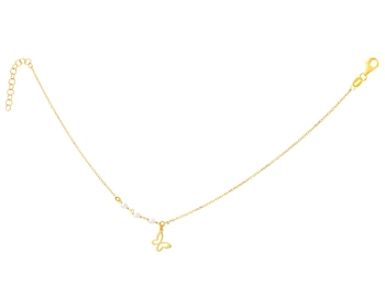 Gold plated silver anklet - butterfly