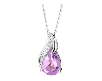 9 K Rhodium-Plated White Gold Pendant  - fineness 9 K