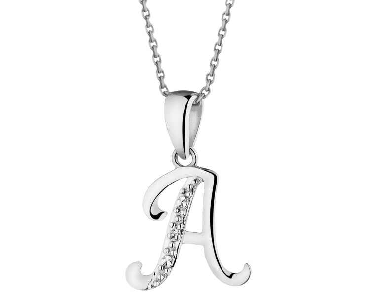 Přívěsek z bílého zlata s diamantem - písmeno A - 0,003 ct - ryzost 585