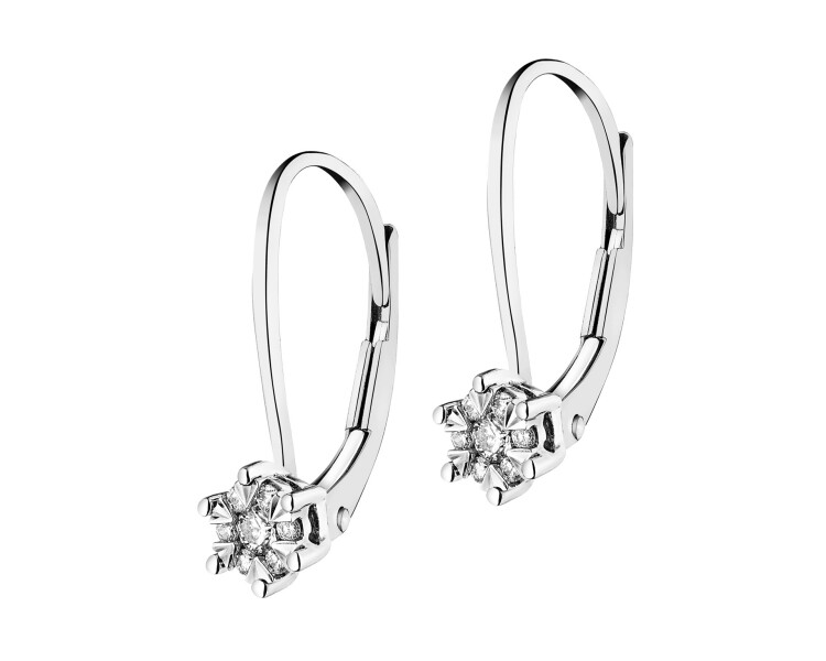 14 K Rhodium-Plated White Gold Earrings with Diamonds - 0,12 ct - fineness 14 K