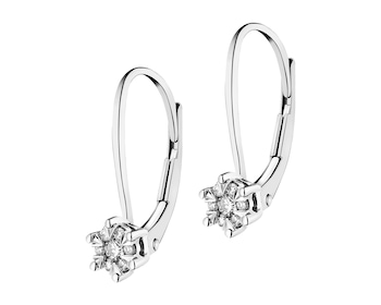 14 K Rhodium-Plated White Gold Earrings with Diamonds - 0,12 ct - fineness 14 K