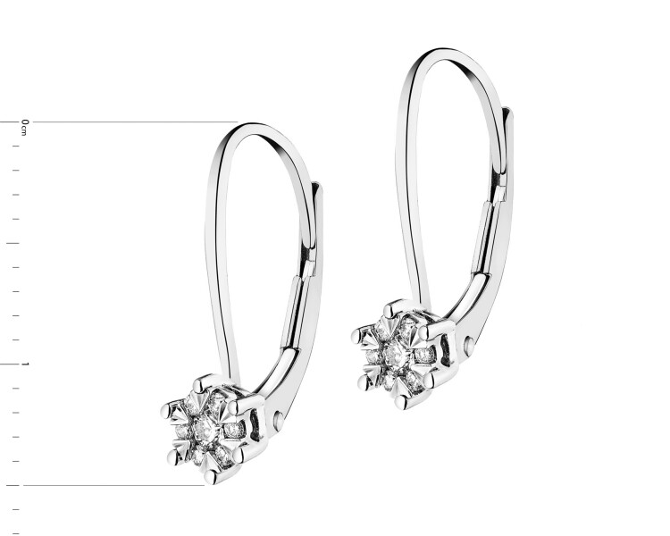 14 K Rhodium-Plated White Gold Earrings with Diamonds - 0,12 ct - fineness 14 K