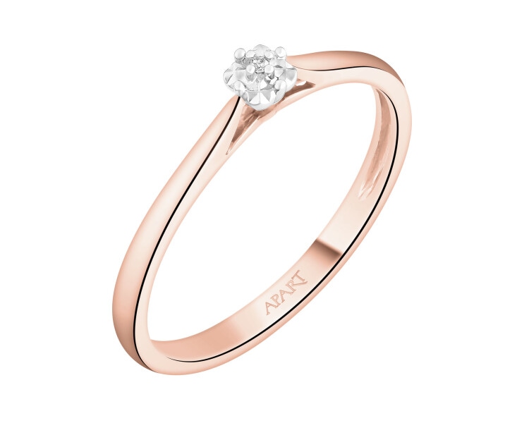 Prsten z růžového zlata s diamantem - 0,003 ct - ryzost 585