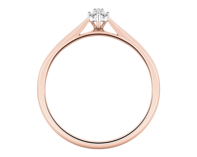Prsten z růžového zlata s diamantem - 0,003 ct - ryzost 585