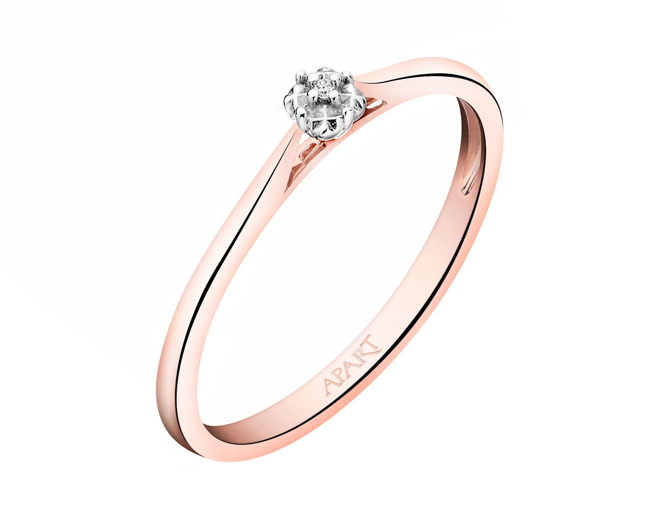 Prsten z růžového zlata s diamantem 0,003 ct - ryzost 585