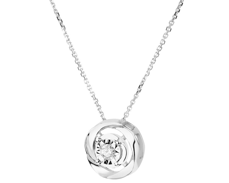 Náhrdelník z bílého zlata s briliantem - 0,05 ct - ryzost 585