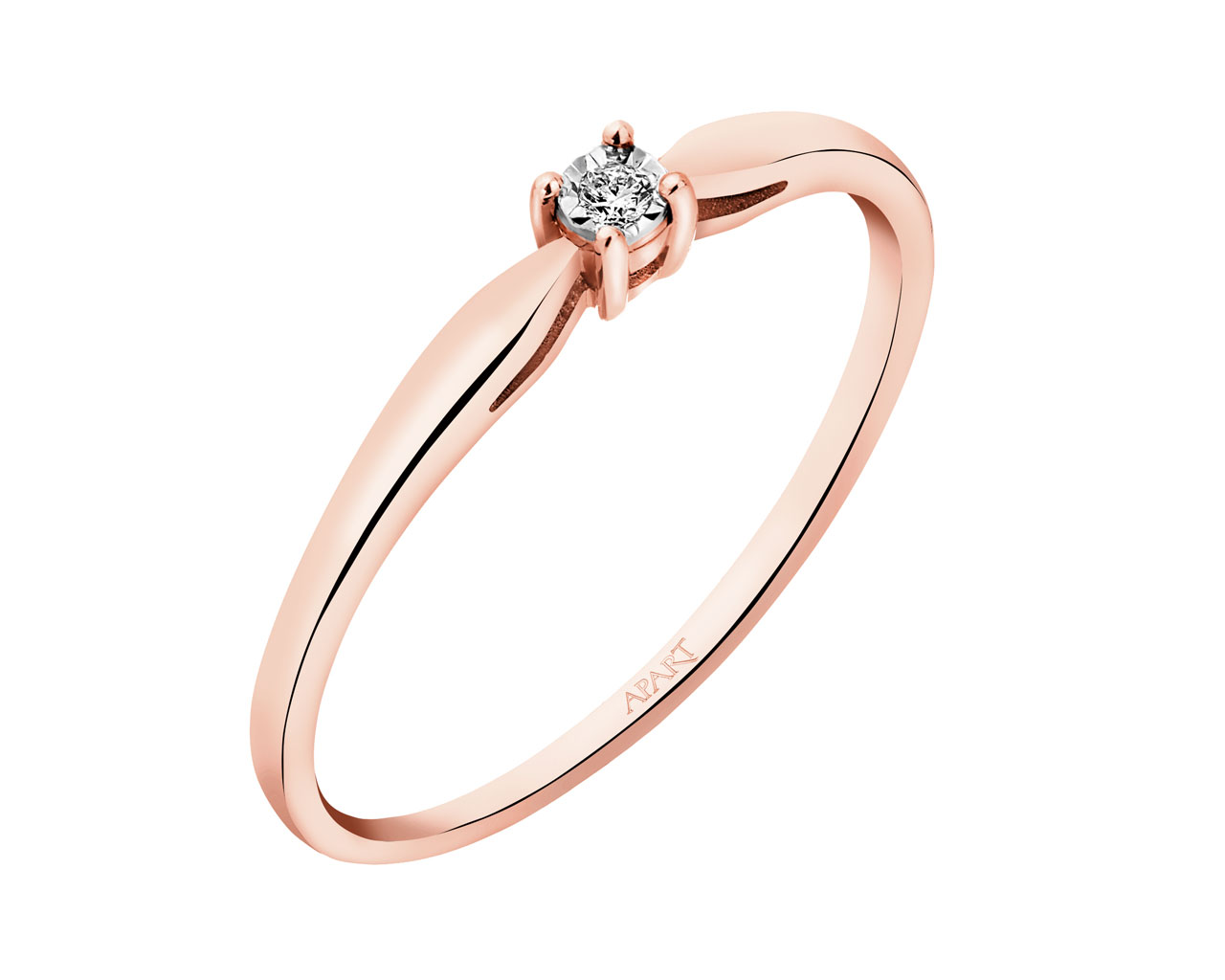 Prsten z růžového a bílého zlata s briliantem	 0,01 ct - ryzost 585