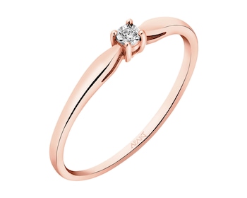 Prsten z růžového a bílého zlata s briliantem 0,01 ct - ryzost 585