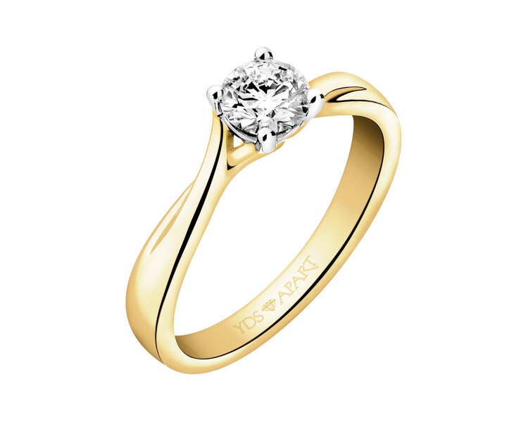 Pierścionek z żółtego złota z brylantem - 0,50 ct - próba 750