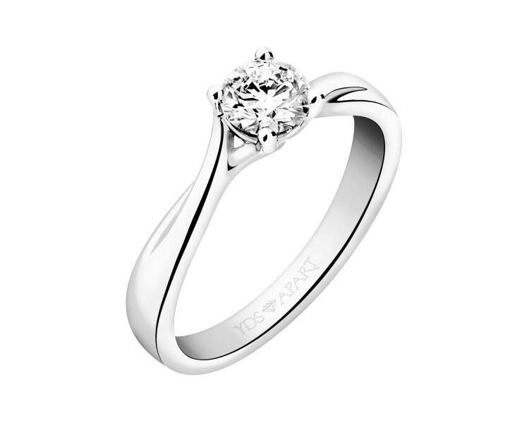 Pierścionek z białego złota z brylantem - 0,50 ct - próba 750