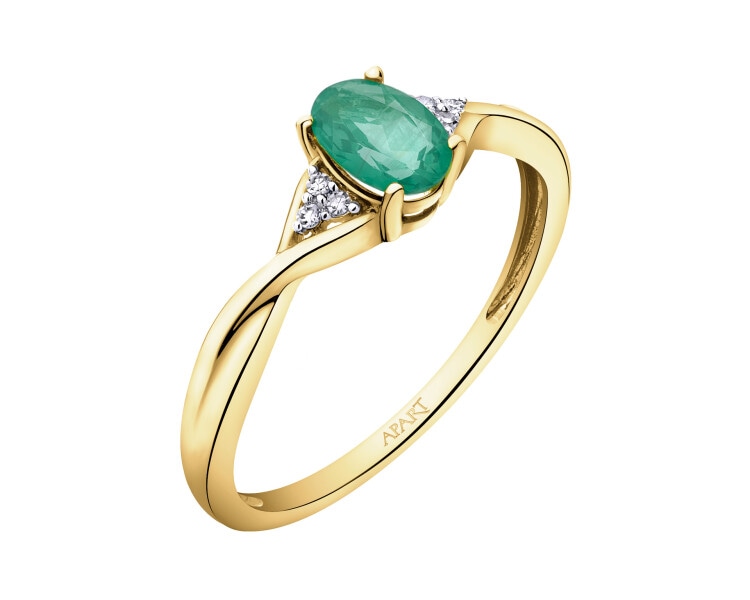 14 K Rhodium-Plated Yellow Gold Ring - fineness 14 K