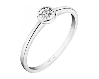 Pierścionek z białego złota z brylantem - 0,05 ct - próba 375