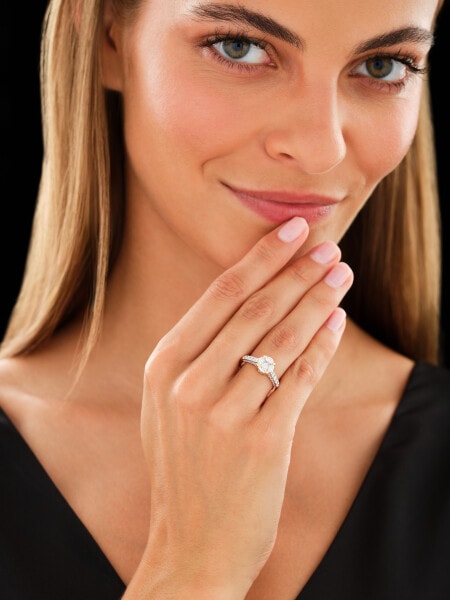 14 K Rhodium-Plated Yellow Gold Ring - 1,20 ct - fineness 14 K
