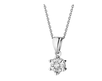 14 K Rhodium-Plated White Gold Pendant with Diamonds - 0,10 ct - fineness 14 K