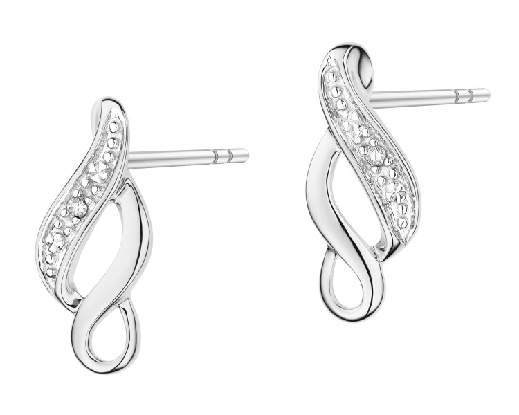 750 Rhodium-Plated White Gold Earrings with Diamonds - 0,008 ct - fineness 14 K