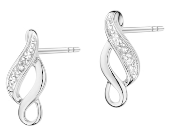 750 Rhodium-Plated White Gold Earrings with Diamonds - 0,008 ct - fineness 14 K